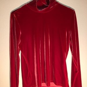 Red velvet turtleneck